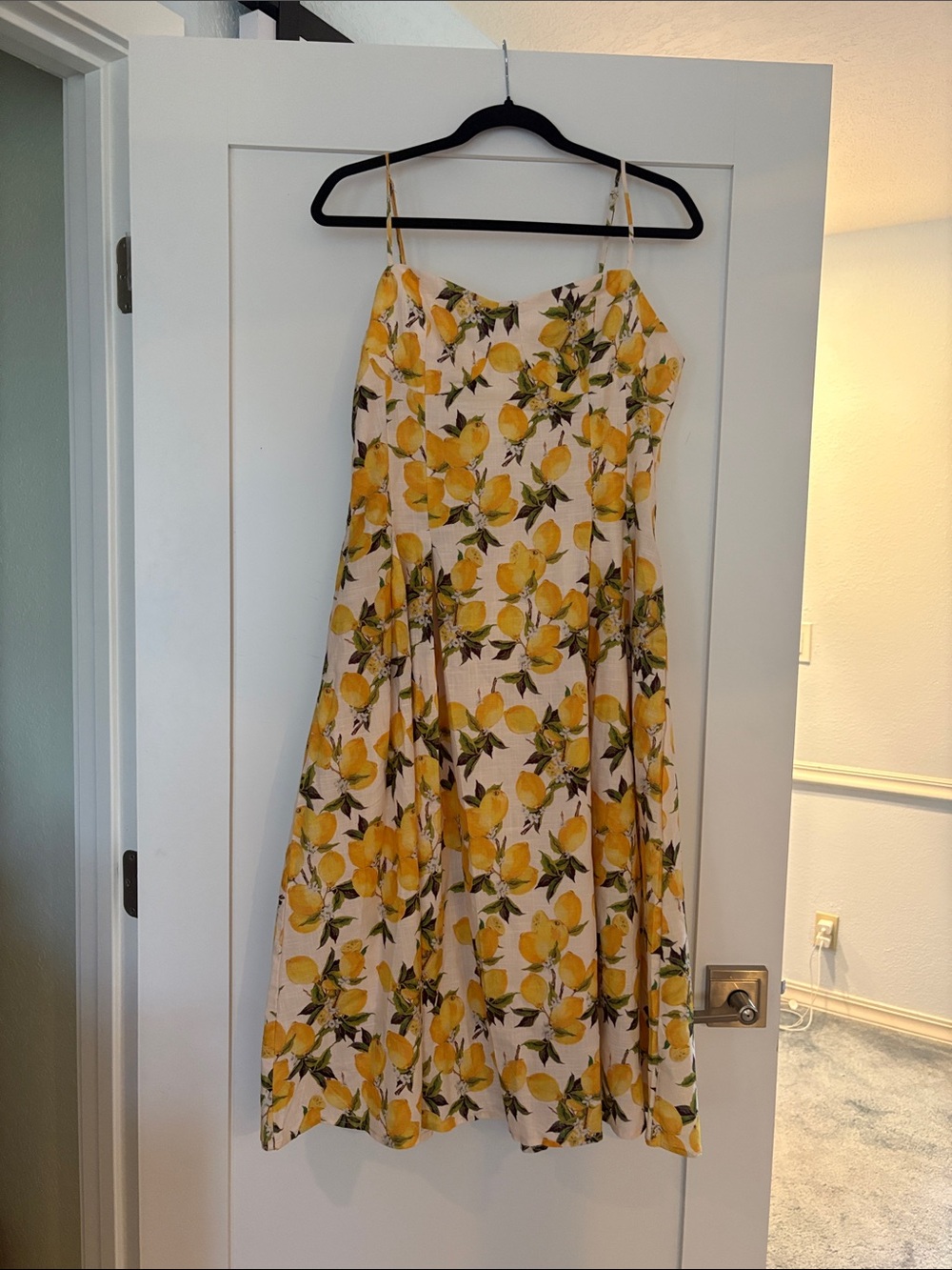 Cider Yellow Lemon-Print Midi Dress L